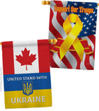 Canada Stand With Ukraine - Support Inspirational Vertical Impressions Decorative Flags HG141205 Made In USA