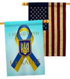 Stand with Ukraine - Support Inspirational Vertical Impressions Decorative Flags HG170258 Made In USA