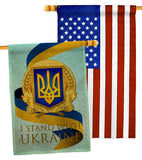 We Stand with Ukraine - Support Inspirational Vertical Impressions Decorative Flags HG170260 Made In USA