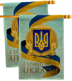 We Stand with Ukraine - Support Inspirational Vertical Impressions Decorative Flags HG170260 Made In USA