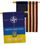 NATO Stand With Ukraine - Support Inspirational Vertical Impressions Decorative Flags HG170265 Made In USA