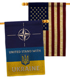 NATO Stand With Ukraine - Support Inspirational Vertical Impressions Decorative Flags HG170265 Made In USA