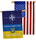 NATO Stand With Ukraine - Support Inspirational Vertical Impressions Decorative Flags HG170265 Made In USA