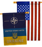 NATO Stand With Ukraine - Support Inspirational Vertical Impressions Decorative Flags HG170265 Made In USA