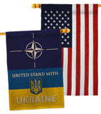 NATO Stand With Ukraine - Support Inspirational Vertical Impressions Decorative Flags HG170265 Made In USA