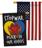 Stop War Peace our Hands - Support Inspirational Vertical Impressions Decorative Flags HG170271 Made In USA