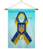 Stand with Ukraine - Support Inspirational Vertical Impressions Decorative Flags HG170258 Made In USA