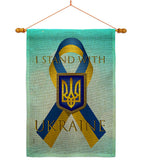 Stand with Ukraine - Support Inspirational Vertical Impressions Decorative Flags HG170258 Made In USA