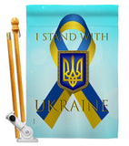 Stand with Ukraine - Support Inspirational Vertical Impressions Decorative Flags HG170258 Made In USA