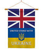 UK Stand With Ukraine - Support Inspirational Vertical Impressions Decorative Flags HG170263 Made In USA