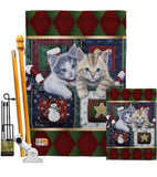 Christmas Calendar Kittens - Christmas Winter Vertical Impressions Decorative Flags HG114097 Made In USA