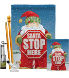 Santa Stop Here - Christmas Winter Vertical Impressions Decorative Flags HG114137 Made In USA