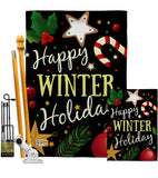 Happy Winter Holiday - Christmas Winter Vertical Impressions Decorative Flags HG114148 Made In USA