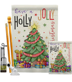 A Holly Jolly Christmas - Christmas Winter Vertical Impressions Decorative Flags HG114150 Made In USA