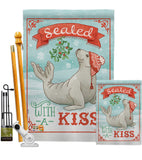 Sealed With A Kiss - Christmas Winter Vertical Impressions Decorative Flags HG114154 Made In USA