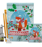 Snow Globe Fox - Christmas Winter Vertical Impressions Decorative Flags HG114203 Made In USA