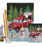 Snowmen Hot Cocoa - Christmas Winter Vertical Impressions Decorative Flags HG114207 Made In USA