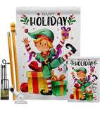 Elf Holiday - Christmas Winter Vertical Impressions Decorative Flags HG120019 Made In USA
