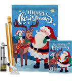 Santa with Friends - Christmas Winter Vertical Impressions Decorative Flags HG137312 Made In USA