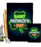 Saint Pat Neon - Christmas Winter Vertical Impressions Decorative Flags HG137313 Made In USA