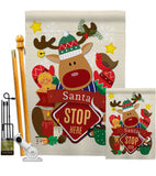 Santa Santa Stop Here - Christmas Winter Vertical Impressions Decorative Flags HG192052 Made In USA