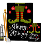 Elf Happy Holidays - Christmas Winter Vertical Impressions Decorative Flags HG192307 Made In USA