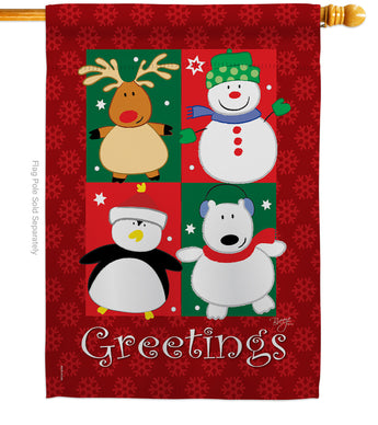 Pal's Greetings - Christmas Winter Vertical Applique Decorative Flags HG114063
