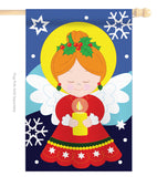 Praying Angel - Christmas Winter Vertical Applique Decorative Flags HG114066