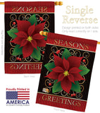 Seasons Greetings Poinsettia - Christmas Winter Vertical Impressions Decorative Flags HG114082 Imported