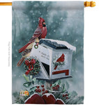 Christmas Cardinals - Christmas Winter Vertical Impressions Decorative Flags HG114096 Made In USA