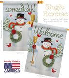 Snowman Wreath - Christmas Winter Vertical Impressions Decorative Flags HG114100 Made In USA