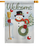 Snowman Wreath - Christmas Winter Vertical Impressions Decorative Flags HG114100 Made In USA