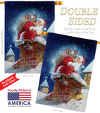 Chimney Santa - Christmas Winter Vertical Impressions Decorative Flags HG114106 Made In USA