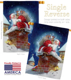 Chimney Santa - Christmas Winter Vertical Impressions Decorative Flags HG114106 Made In USA