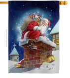 Chimney Santa - Christmas Winter Vertical Impressions Decorative Flags HG114106 Made In USA