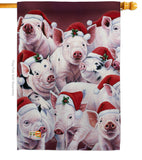 Christmas Piggies - Christmas Winter Vertical Impressions Decorative Flags HG114122 Made In USA