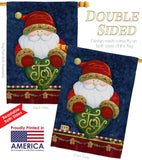 Santa Holding Joy Heart - Christmas Winter Vertical Impressions Decorative Flags HG114135 Made In USA