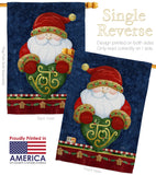 Santa Holding Joy Heart - Christmas Winter Vertical Impressions Decorative Flags HG114135 Made In USA