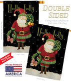 Holly Jolly Santa - Christmas Winter Vertical Impressions Decorative Flags HG114139 Made In USA