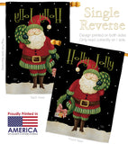 Holly Jolly Santa - Christmas Winter Vertical Impressions Decorative Flags HG114139 Made In USA