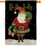 Holly Jolly Santa - Christmas Winter Vertical Impressions Decorative Flags HG114139 Made In USA