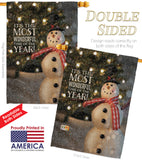 Most Wonderful Time Snowman - Christmas Winter Vertical Impressions Decorative Flags HG114142 Made In USA