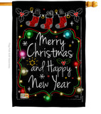 Chalkboard Merry Christmas - Christmas Winter Vertical Impressions Decorative Flags HG114145 Made In USA