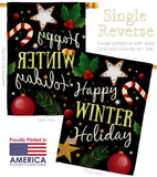 Happy Winter Holiday - Christmas Winter Vertical Impressions Decorative Flags HG114148 Made In USA