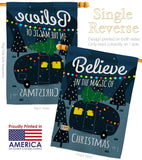 Believe The Magic Trailer - Christmas Winter Vertical Impressions Decorative Flags HG114152 Made In USA