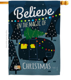 Believe The Magic Trailer - Christmas Winter Vertical Impressions Decorative Flags HG114152 Made In USA