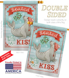 Sealed With A Kiss - Christmas Winter Vertical Impressions Decorative Flags HG114154 Made In USA