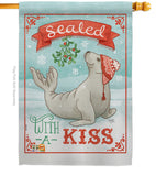 Sealed With A Kiss - Christmas Winter Vertical Impressions Decorative Flags HG114154 Made In USA