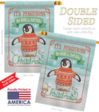 It's Penguining To Look - Christmas Winter Vertical Impressions Decorative Flags HG114157 Made In USA