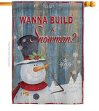 Build a Snowman - Christmas Winter Vertical Impressions Decorative Flags HG114176 Made In USA